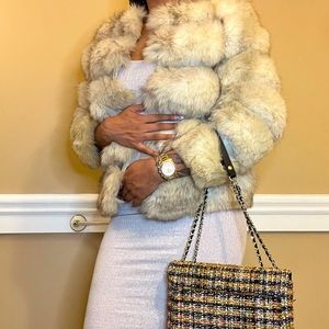 Authentic White Tail Fox Fur Coat (Petite Size)